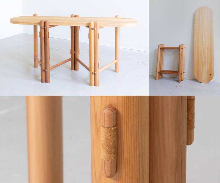 Collapsible table designed and built by Joe Holmes