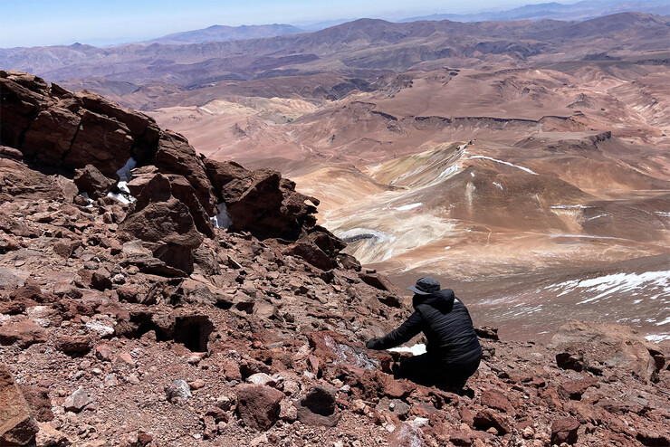 Naim Bautista searches for mouse mummies on the summit of a volcano