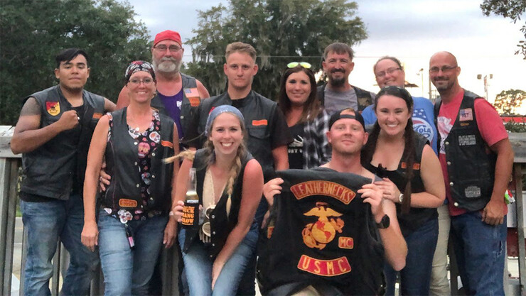 L.J. Bird with members of the Leathernecks Nation Motorcycle Club