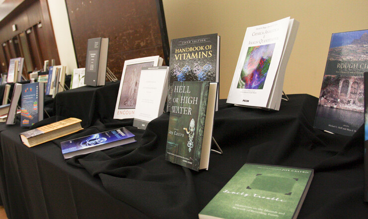 Recent publications by faculty were on display during the UNL Research Fair's faculty recognition breakfast on Nov. 6.