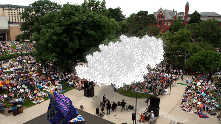 The proposed Jazz in June box-kite canopy as pictured from atop Sheldon Museum of Art. Donations are still be accepted for the project.