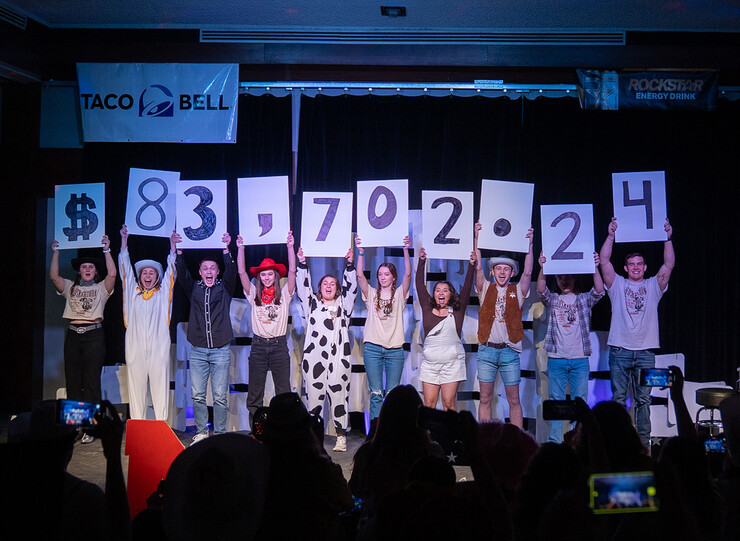 The fundraising total is announced at the end of HuskerThon.