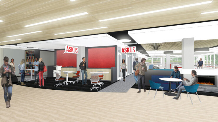 Architects drawing of the Love North Learning Commons.