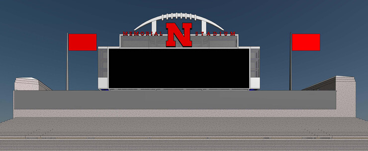 Drawing of the new design of the North Memorial Stadium scoreboard.