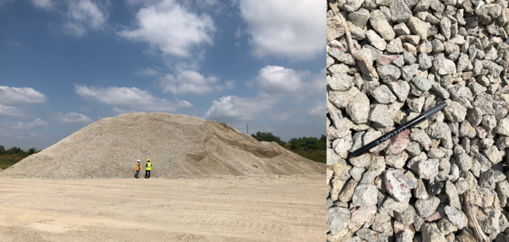 Recycled concrete aggregate, which often ends up in landfills, can be strengthened as a construction material and used for carbon sequestration through carbonation. 