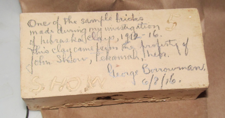 Among the findings was a brick made by George Borrowman, the first person to earn a doctorate in chemistry at the university. His thesis concerned the clays of Nebraska.