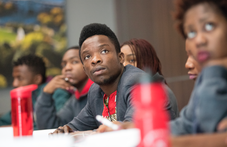 Visiting African students listen during a recent presentation. This is the third year that students from African have been embedded at UNL through the United States Institute on Civic Engagement.