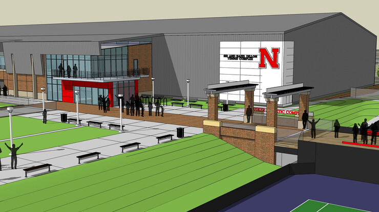 Architect's rendering of UNL's new tennis complex, which will be named in honor of UNL graduates and supporters Bill and Ruth Scott.