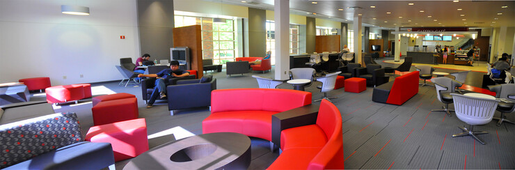 Students enrolled in summer courses spend time in the renovated first phase space in the Nebraska Union on May 27.