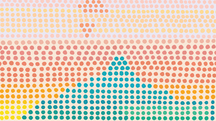 This image is from multimedia artist Saya Woolfalk's "ChimaTEK: Kaleidoscopic Camouflage" exhibition at the Sheldon.
