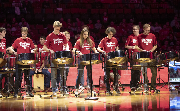 Nebraska Steel, the university's first student ensemble dedicated to playing steel drum music, performed during the Charter Week celebration on Feb. 13. The group is part of the Glenn Korff School of Music in the College of Fine and Performing Arts.
