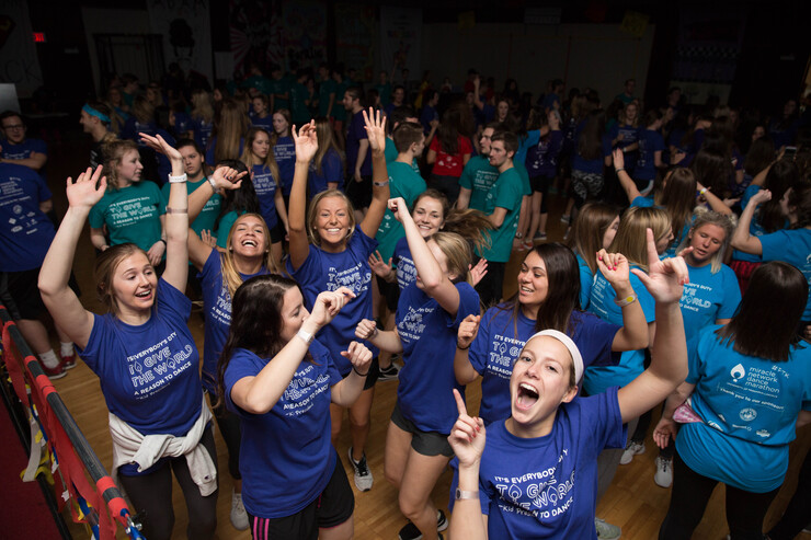 Husker students dance at the 2017 Huskerthon dance marathon, which raised $174,000 for Children's Hospital in Omaha.