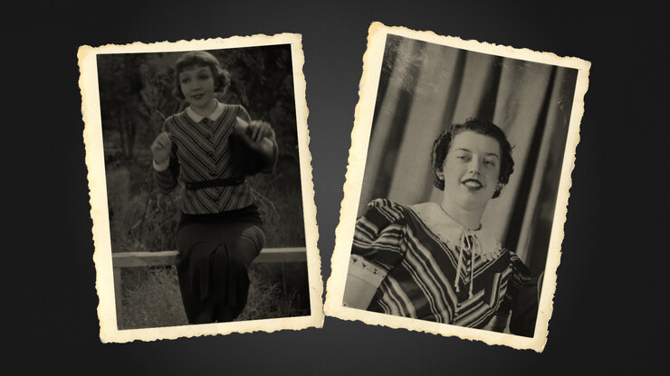 Stripes and knitwear got a big boost from Claudette Colbert's (left) performance in 'It Happened One Night' in 1934. Nebraska women copied the style in the 1930s.