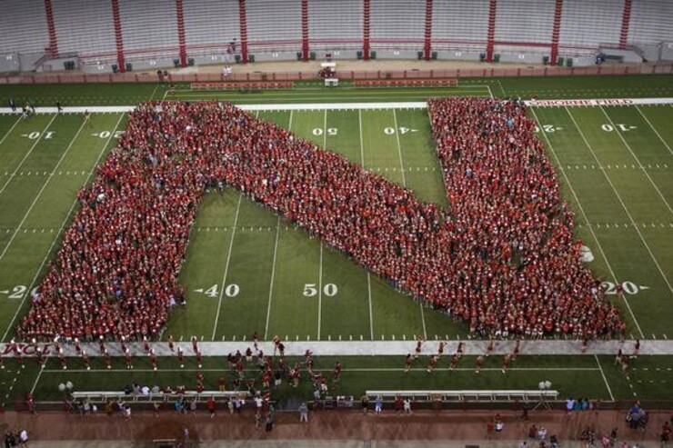 UNL's class of 2018 gathered the week before the start of fall semester at Memorial Stadium.