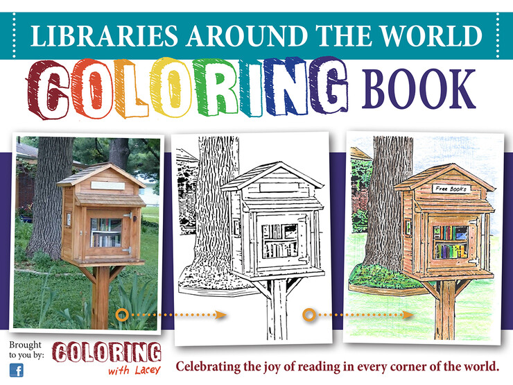 Lacey Losh's first coloring book, which is available at area bookstores and online, features Little Free Libraries from around the world. The 50 libraries in the publication are from six continents and 13 countries.
