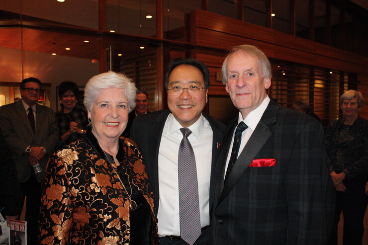 Anabeth Hormel Cox, left, and her late husband, Ted Cox, right, meet cellist Yo-Yo Ma in Lincoln in this file photo. Anabeth has given a major gift to the Lied Center for Performing Arts to support live classical music programming in Lincoln.