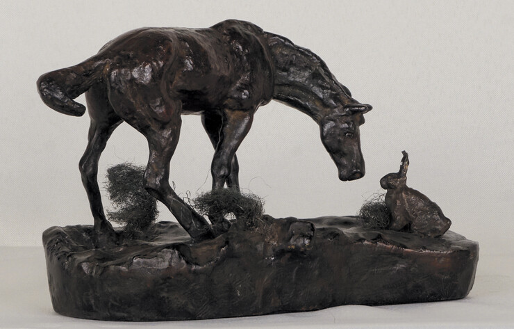 "Prairie Pals" by Charles M. Russell, posthumous cast (1960) from original wax model (1903), bronze.