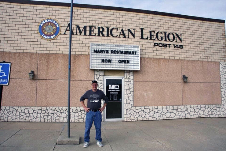 Owner Scott Born stands in front of Mary’s Restaurant, his family-run business. After closing in the mid-2000s, the American Legion raised more than $100,000 to install a commercial kitchen. The city provided a $30,000 low-interest loan through its revolving fund program for startup costs and inventory. The restaurant reopened in November 2018.
