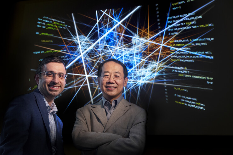 Cutline: Hamid Bagheri (left) and Lisong Xu are using a $750,000 grant from the National Science Foundation to develop a tool that will address one of the most significant drivers of internet congestion: buggy congestion control algorithms.