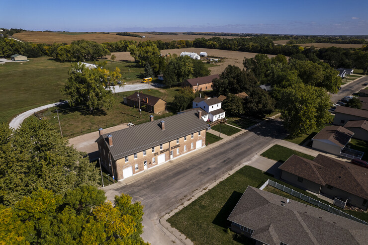An aerial photo shows the grounds of the former Genoa Indian Residential School.