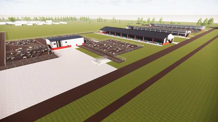The Feedlot Innovation Center will include a complex with two cattle comfort and research buildings, a feed technology facility, innovative open lots and an animal handling facility.