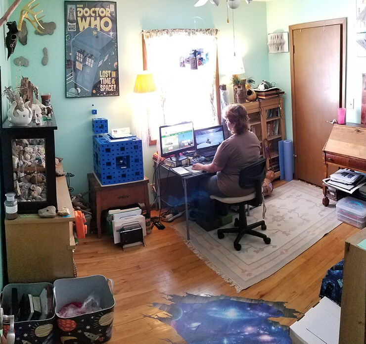 Denise Wally works in her award-winning Husker Home Office earlier this year.