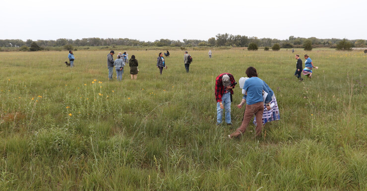 Members of the Otoe-Missouria Tribe took a prairie walk during Otoe-Missouria Day festivities. 