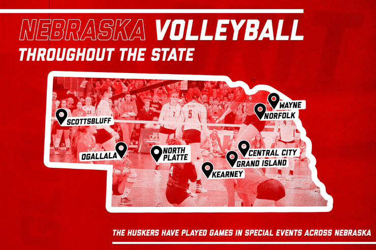 The Huskers play games throughout the state .