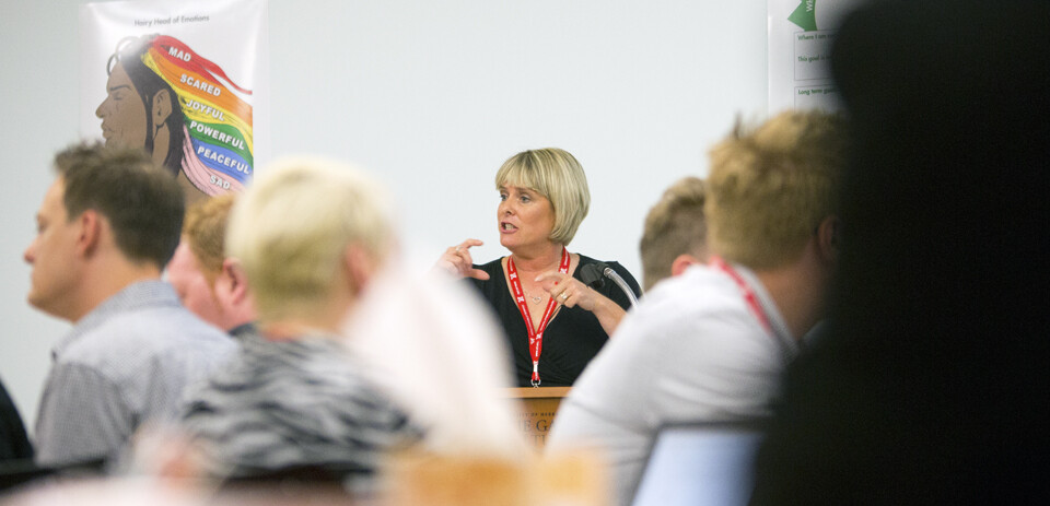 UNL's Susan Swearer talks with leaders from Paul Mitchell Schools about empowerment during a session on July 22. Swearer will discuss her bullying research in the Nov. 7 Nebraska Lecture.