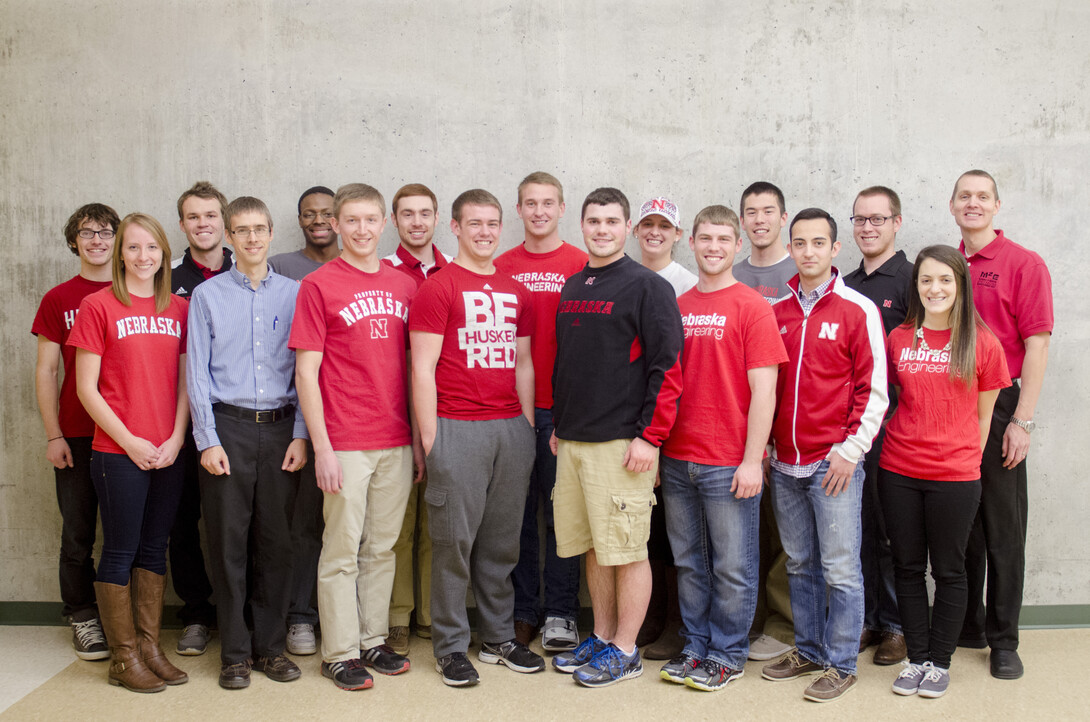 From left: Sawyer Jager, Tricia Foley, Erik Moore, Prof. Carl Nelson, Blake Stewart, Piotr Slawinski, Nick Goeser, Christian Laney, Shawn Schumacher, Luke Monhollon, Maggie Clay, Ethan Monhollon, Alfred Tsubaki, Victor Torres, Weston Lewis, Effie Greene, Prof. Ben Terry. Not pictured: Ty Rempe, Dustin Dam. 