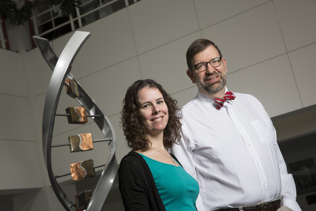 An experiment led by UNL's Timothy Gay (right) and Joan Dreiling has signaled the need for a more complete model of electron-molecule scattering.