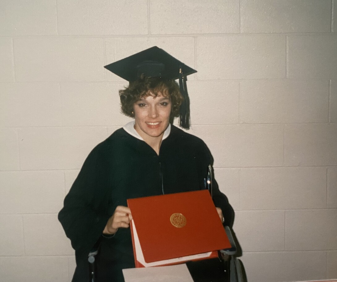 Jill Flagel is pictured during her college graduation in 1988.