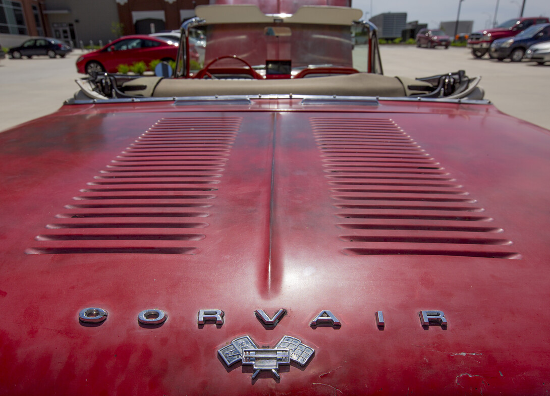 A student team converted a 1964 Chevrolet Corvair to run via an electric motor. The project was completed for a senior capstone project.