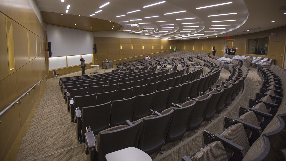 Classrooms inside the College of Business include a 385-seat auditorium, which is the largest classroom space on campus.