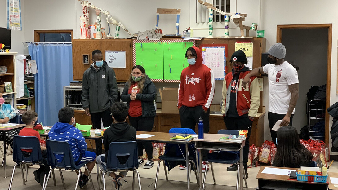 Huskers presenting to Lincoln Public Schools students