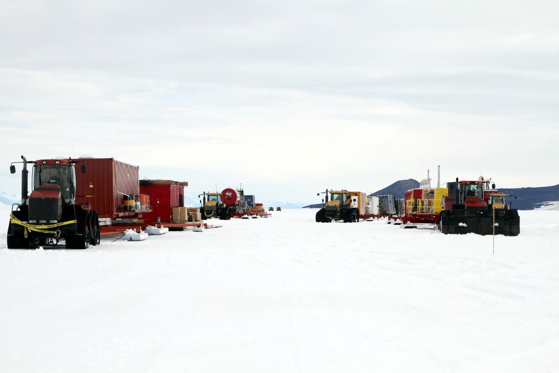 Image from the 625-mile, 14-day traverse from McMurdo Station to the Lake Whillans drill site.