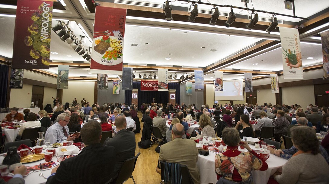 Participants listen during the Faculty Recognition Breakfast at UNL's 2014 Fall Research Fair. The next Fall Research Fair is Nov. 10-11.