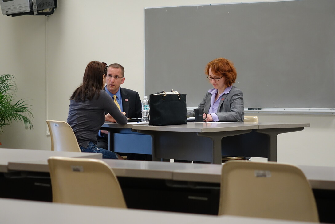 Nebraska law students Rick Tast and Katie Joseph compete in the final round of the 2014 International Client Consultation Competition, in Puerto Rico. The team placed second overall.