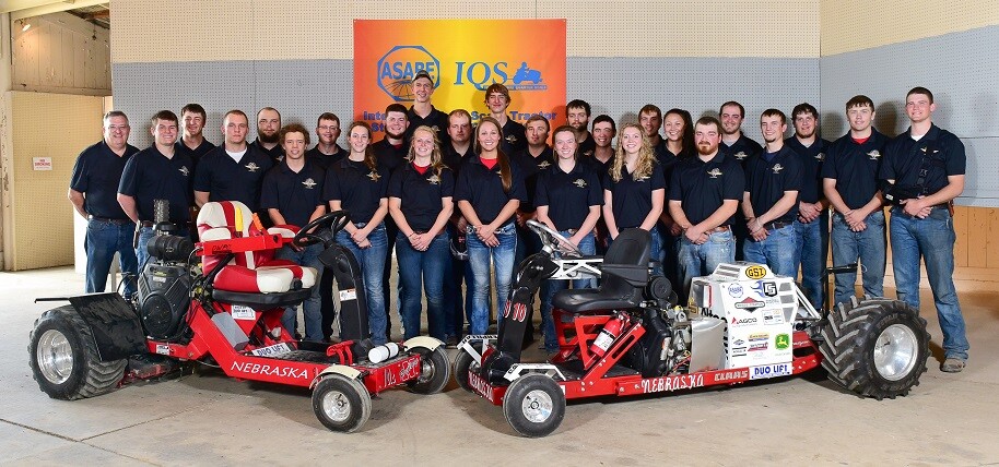 The University of Nebraska-Lincoln Quarter Scale Tractor teams included (from left) Roger Hoy, Jake Walker, Turner Hagen, Jake Will, Eric Rosewicz, Josh Murman, Caleb Lindhorst, Mandy Van Sant, Ian Schuster, Kye Kurkowski (back), Sydney Gard (front), Bob Olsen, Zak Kurkowski (back), Taylor Wachholtz (front), Austin Hines, Anna Siebe, Micah Bolin, Ryan Hanousek, Rachel Noe, Greg Frenzel, Natalie Howery, Dan Kent, Luke Prosser, Travis Classen, Ethan Mosel, Colton Rathman and Jason Shultis. The X-T