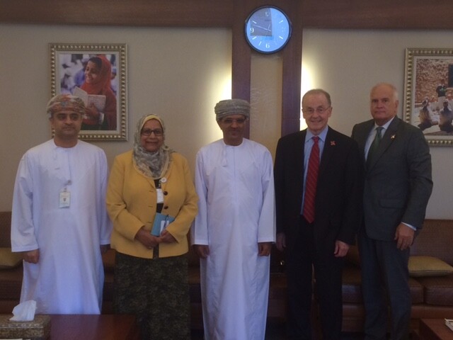 UNL Chancellor Harvey Perlman (second from right) and Senior Adviser Tom Farrell (right) are pictured with Omani education officials.