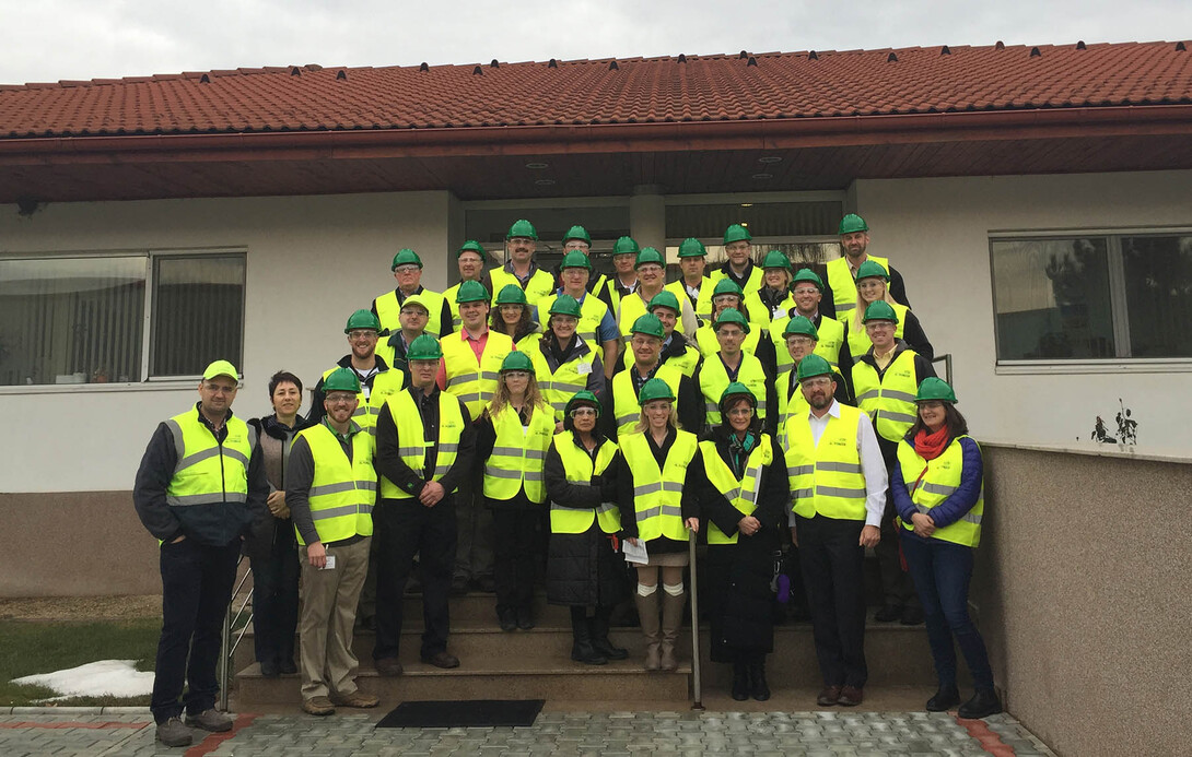 Nebraska LEAD 34 fellows pose with their hosts at the Pioneer-DuPont Agriculture and Nutrition Research Center near Bucharest, Romania.