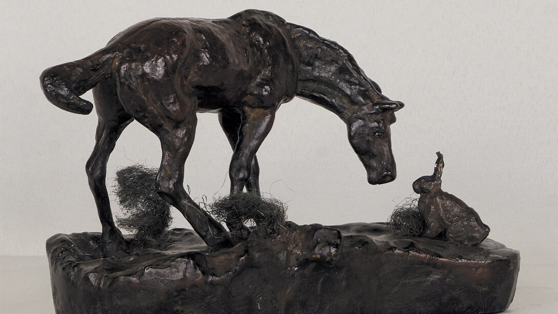 "Prairie Pals" by Charles M. Russell, posthumous cast (1960) from original wax model (1903), bronze.