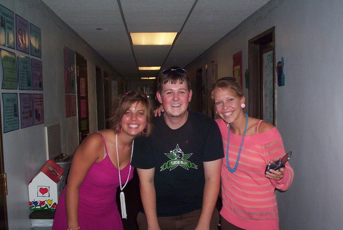 Jillian Harpster (right) poses with friends in Niehardt when she was a student.