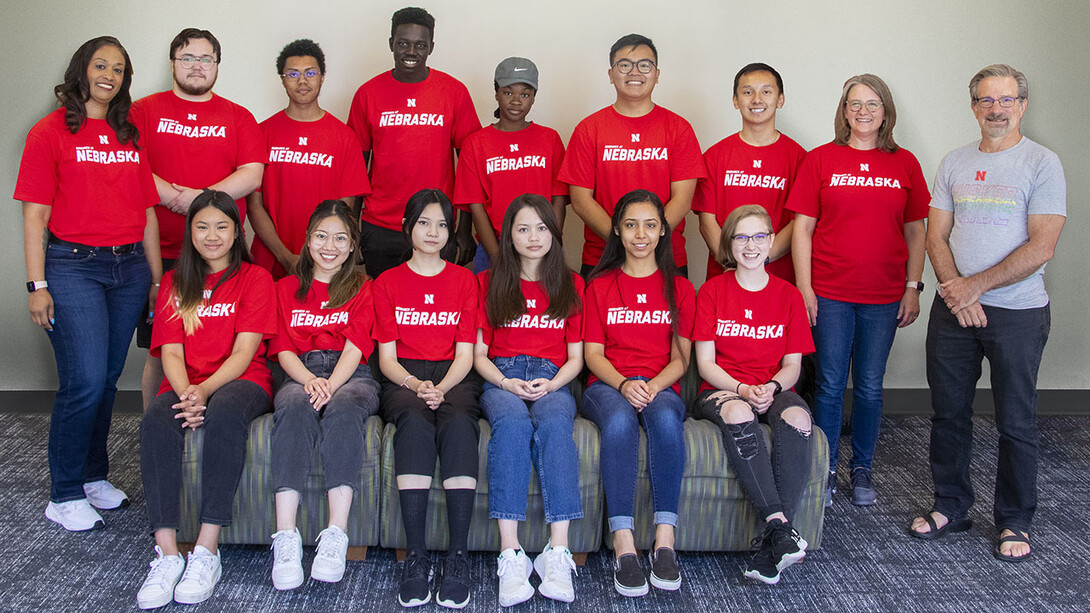 The program’s summer 2022 cohort consisted of (back row, from left) Marianna Burks, Isaac Torres, Jesus Worth, Samuel Otto, Clementine Ewomsan, Justin Nguyen, Kevin Tran, Kristi Montooth and Mike Herman, director of the School of Biological Sciences; (front row, from left) Khanh Le, Tracy Nguyen, Angela Le, Trish Nguyen, Marissa Mendez-Santiago and Sydnee Lybarger.