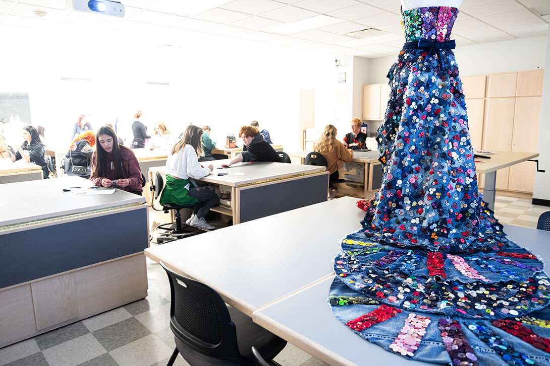 Nebraska high school students visit the Department of Textiles, Merchandising and Fashion Design during the department's first expo.