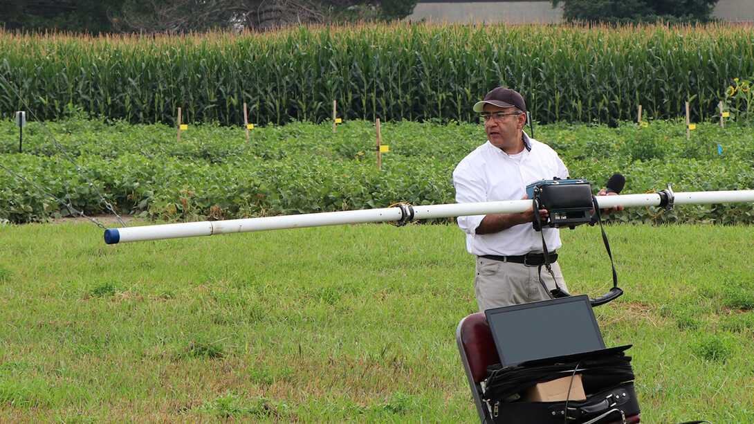 Mohamed Khalil explains how the frequency domain electromagnetic equipment helps with irrigation.