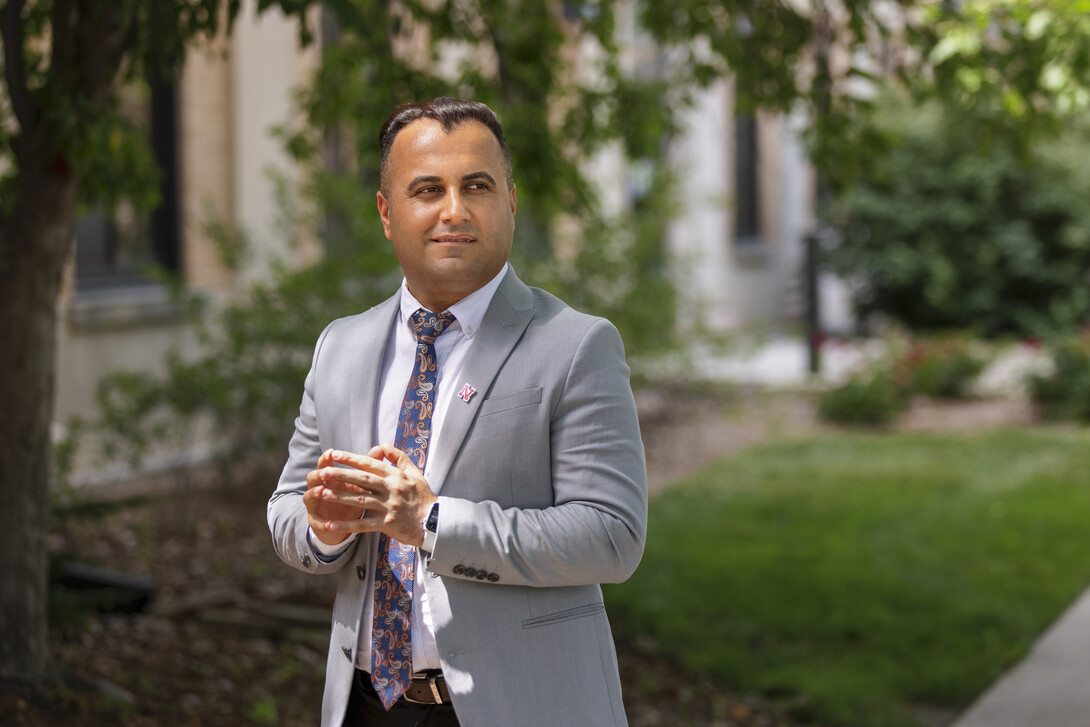 Falah Rashoka stands on East Campus.