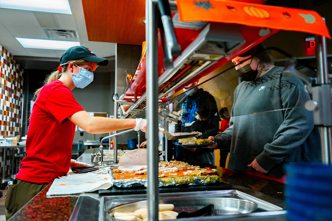 Thanksgiving dinner for Abel Sandoz Residence Hall students.