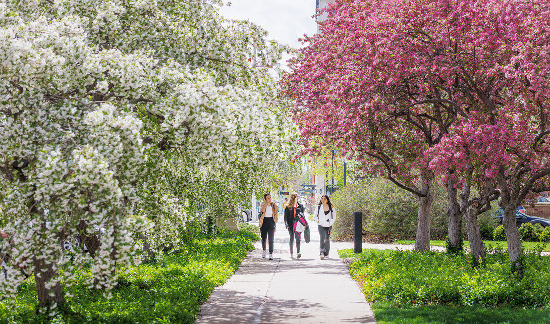 Students walk on campus April 20, 2023.