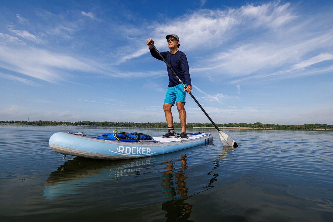 Richard Moberly took up paddle boarding recently and finds that it's not only good exercise, but also a way to meditate and be outdoors.